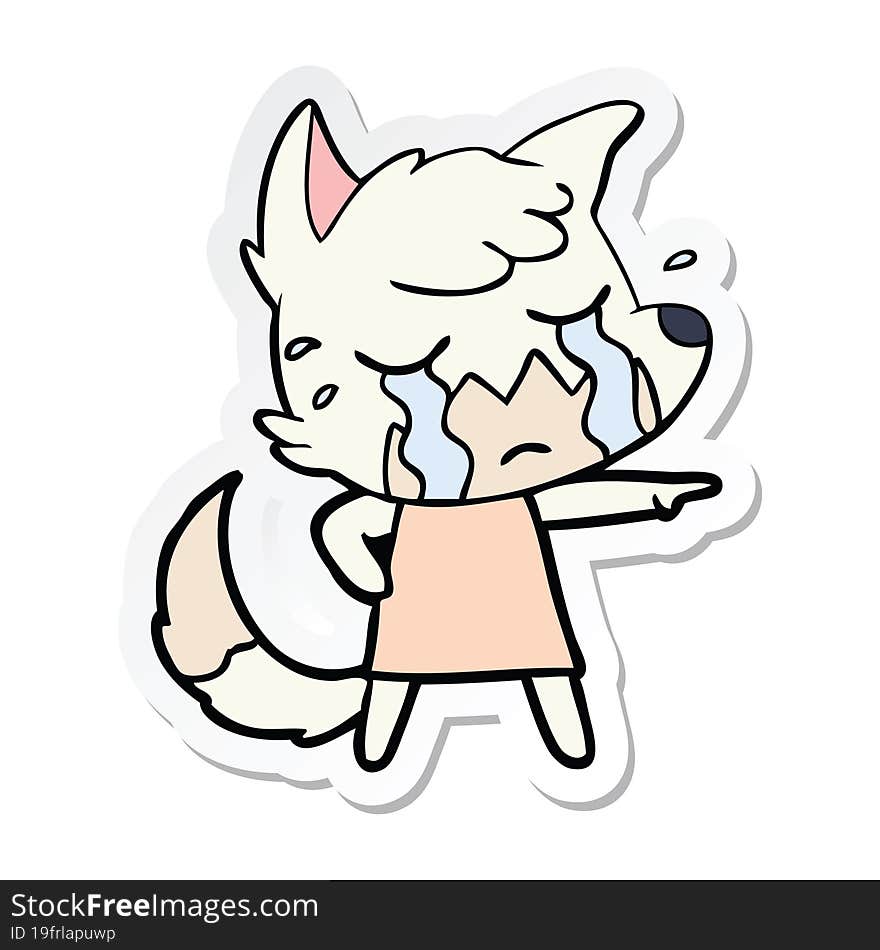 sticker of a crying fox cartoon