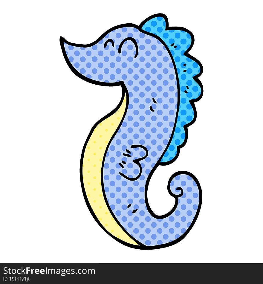 cartoon doodle sea horse