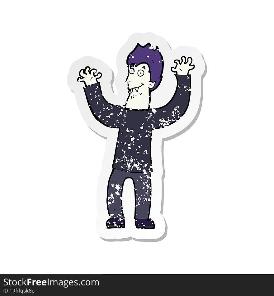 retro distressed sticker of a cartoon halloween vampire