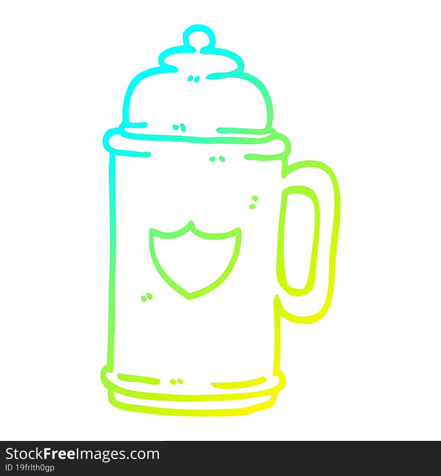 cold gradient line drawing cartoon golden tankard