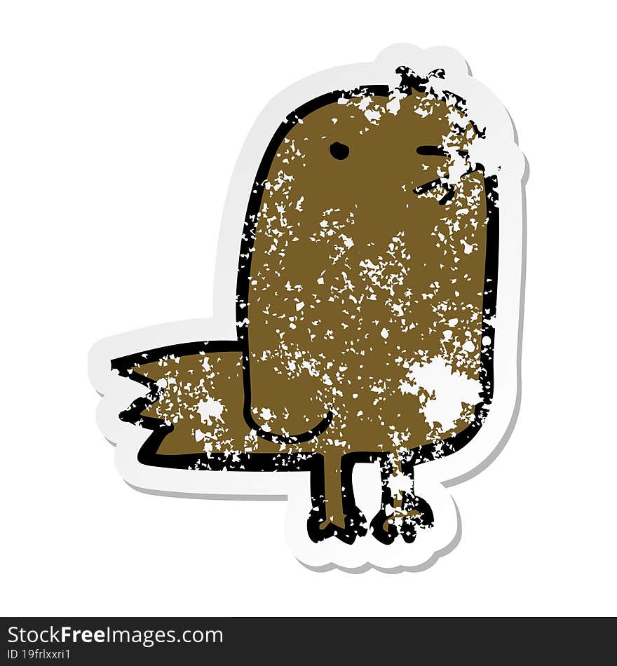 Distressed Sticker Of A Cartoon Bird