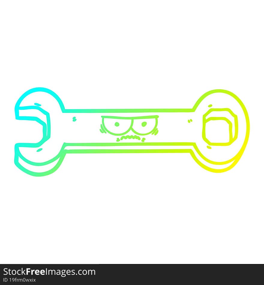 Cold Gradient Line Drawing Cartoon Spanner