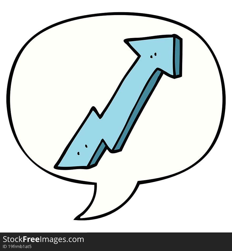 cartoon positive growth arrow and speech bubble