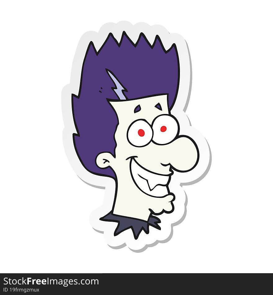 sticker of a cartoon grinning vampire