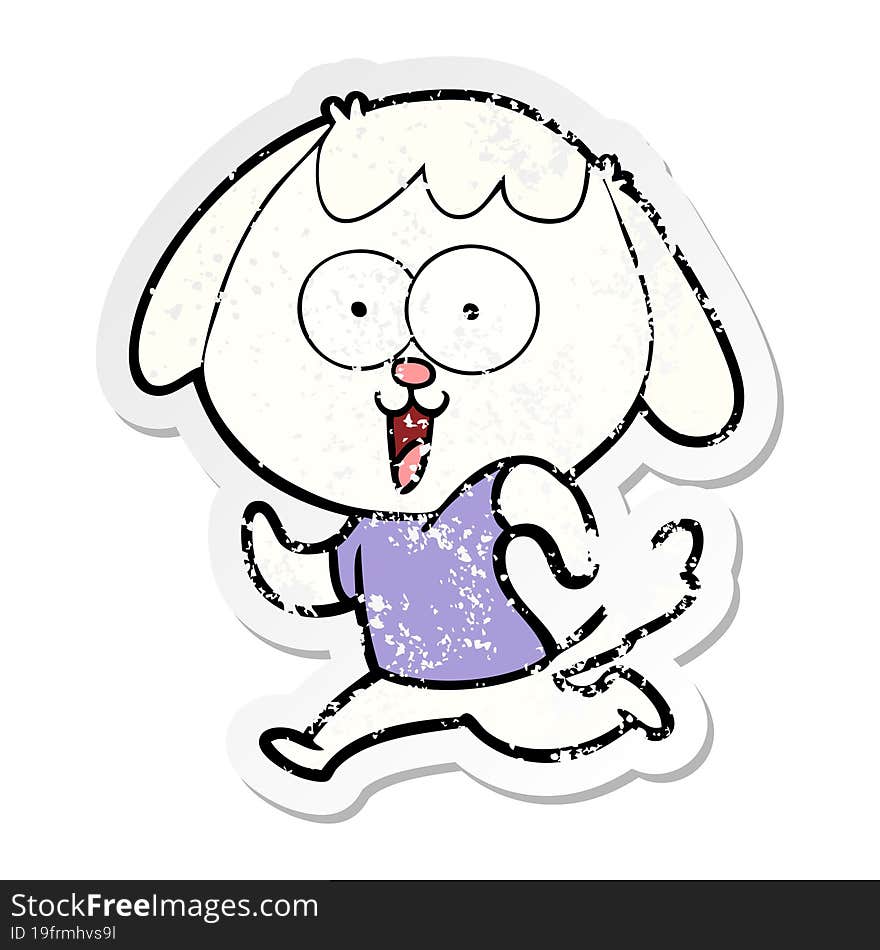 Distressed Sticker Of A Cute Cartoon Dog