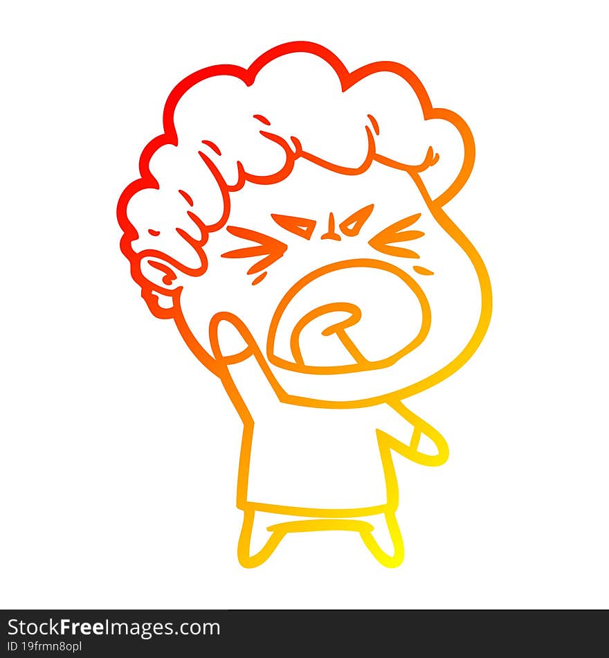 warm gradient line drawing cartoon furious man