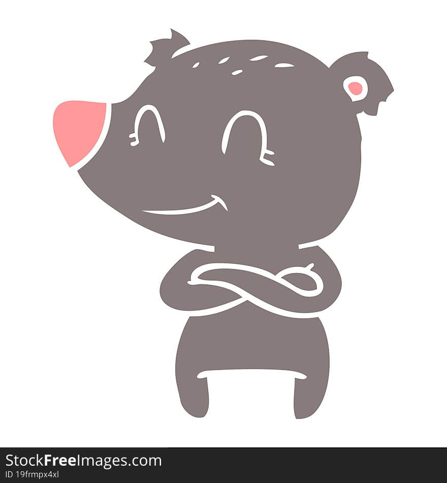 friendly bear flat color style cartoon