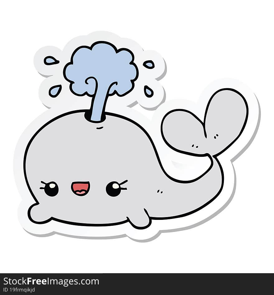 sticker of a cute cartoon whale