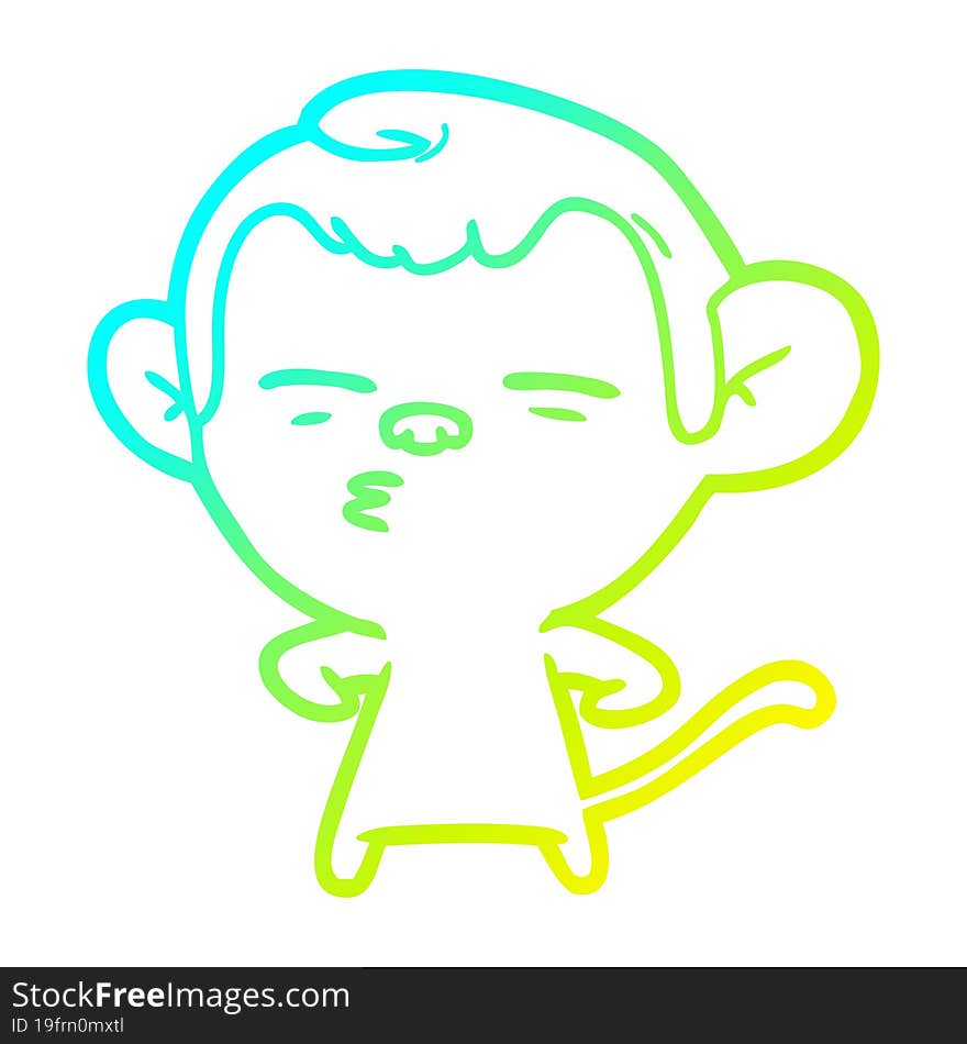 cold gradient line drawing cartoon suspicious monkey