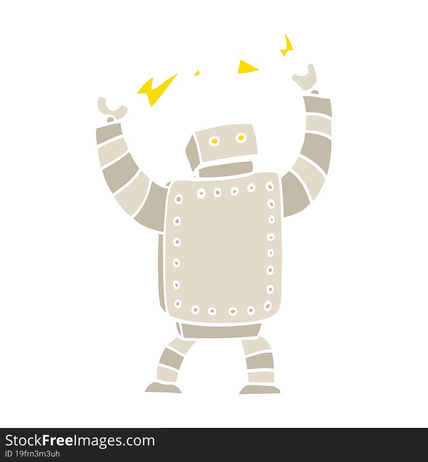 Flat Color Illustration Cartoon Giant Robot