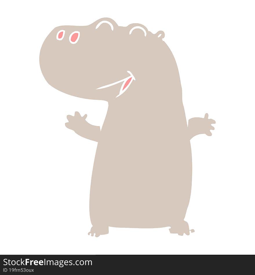 Flat Color Style Cartoon Hippopotamus