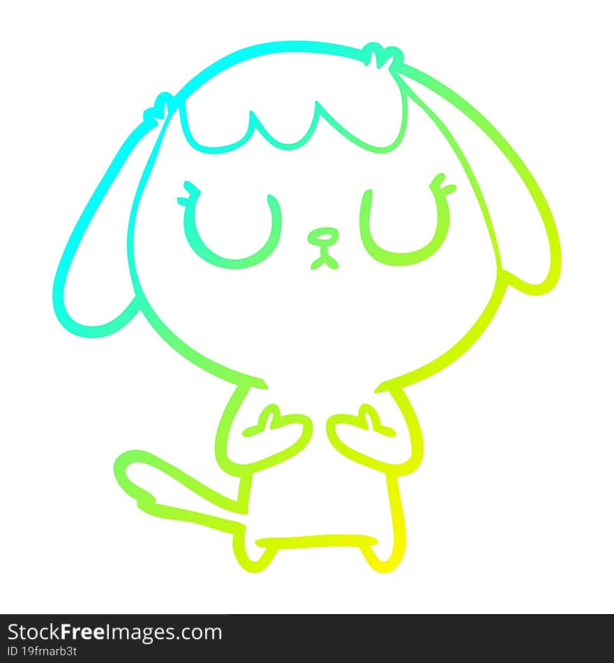 Cold Gradient Line Drawing Cute Cartoon Dog