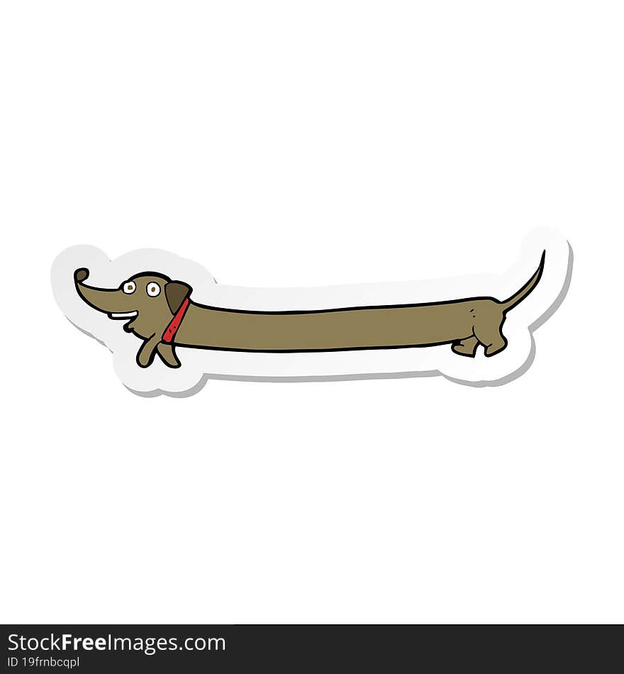 Sticker Of A Cartoon Dachshund