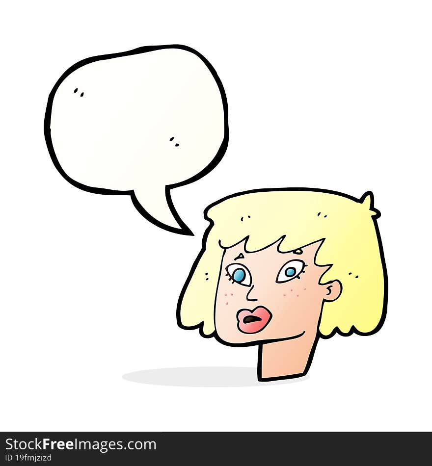 Cartoon Pretty Female Face With Speech Bubble