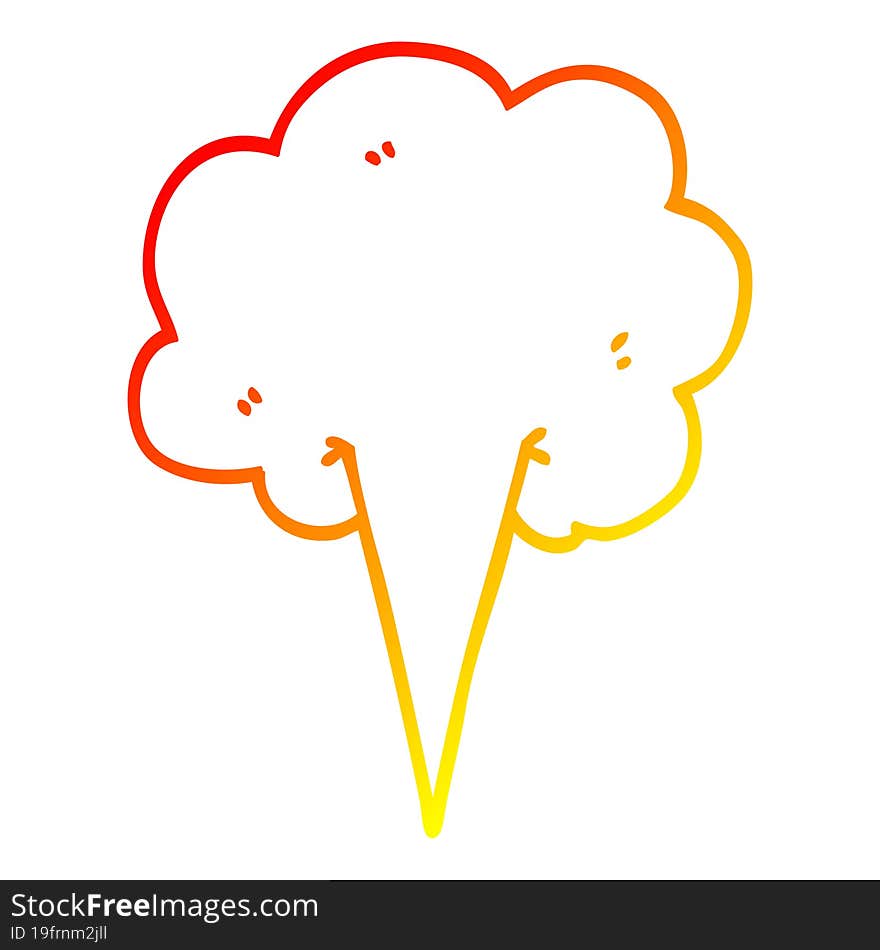 warm gradient line drawing of a cartoon gust of air