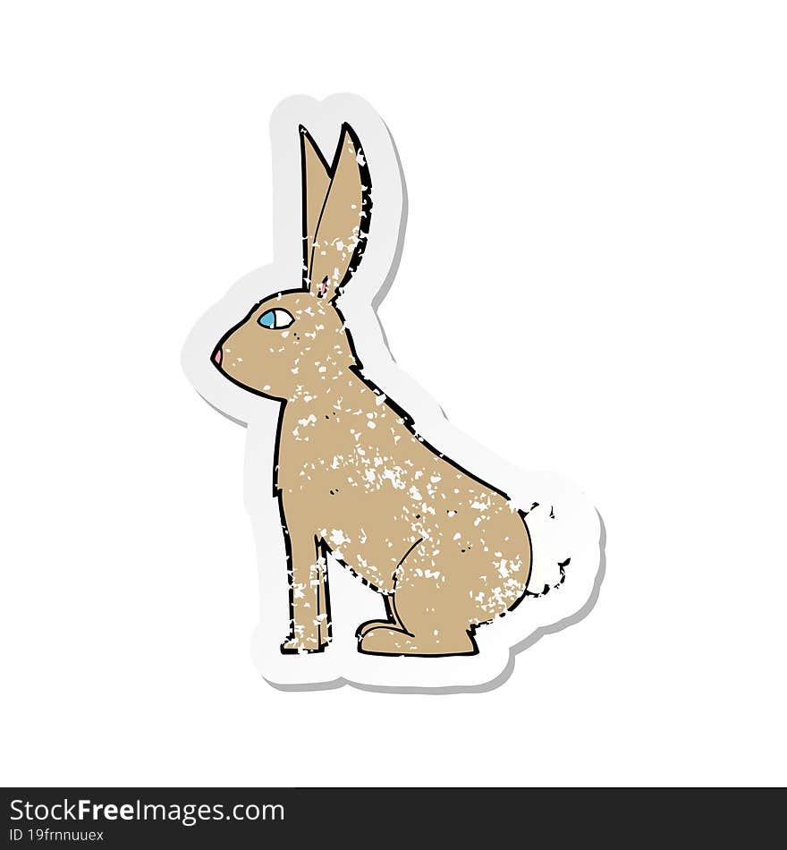 retro distressed sticker of a cartoon rabbit