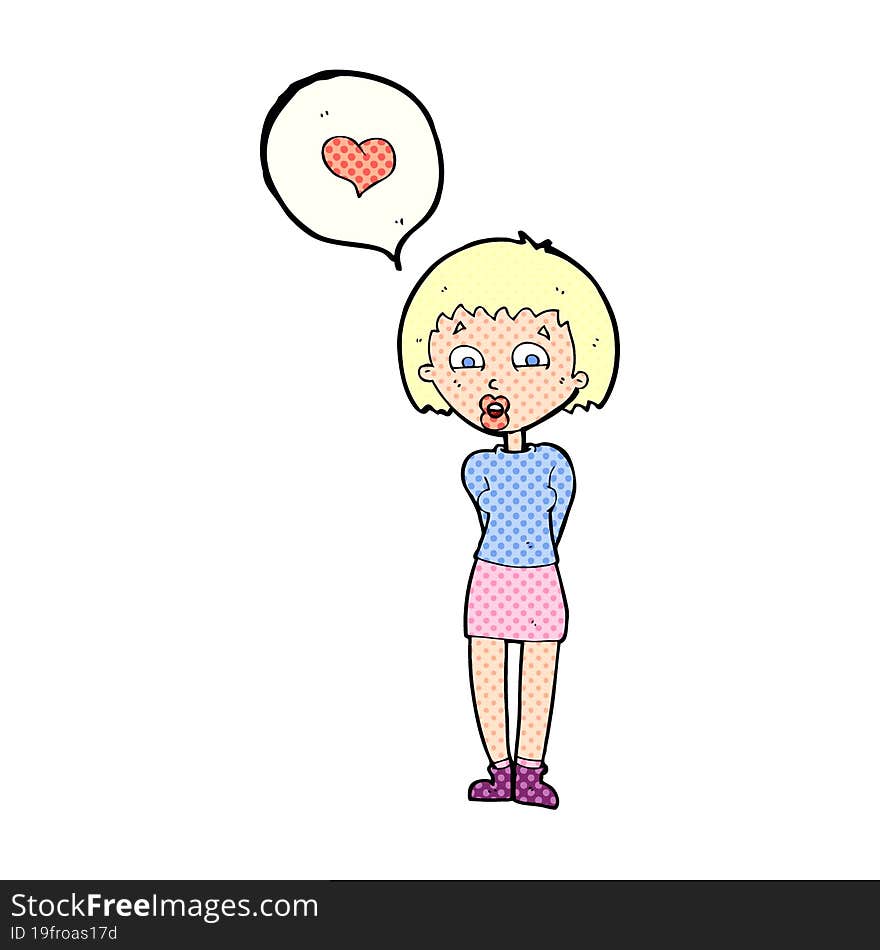 cartoon woman in love