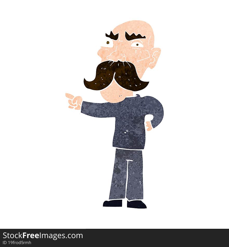 cartoon annoyed old man pointing