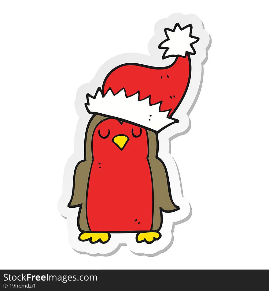 sticker of a cartoon christmas robin