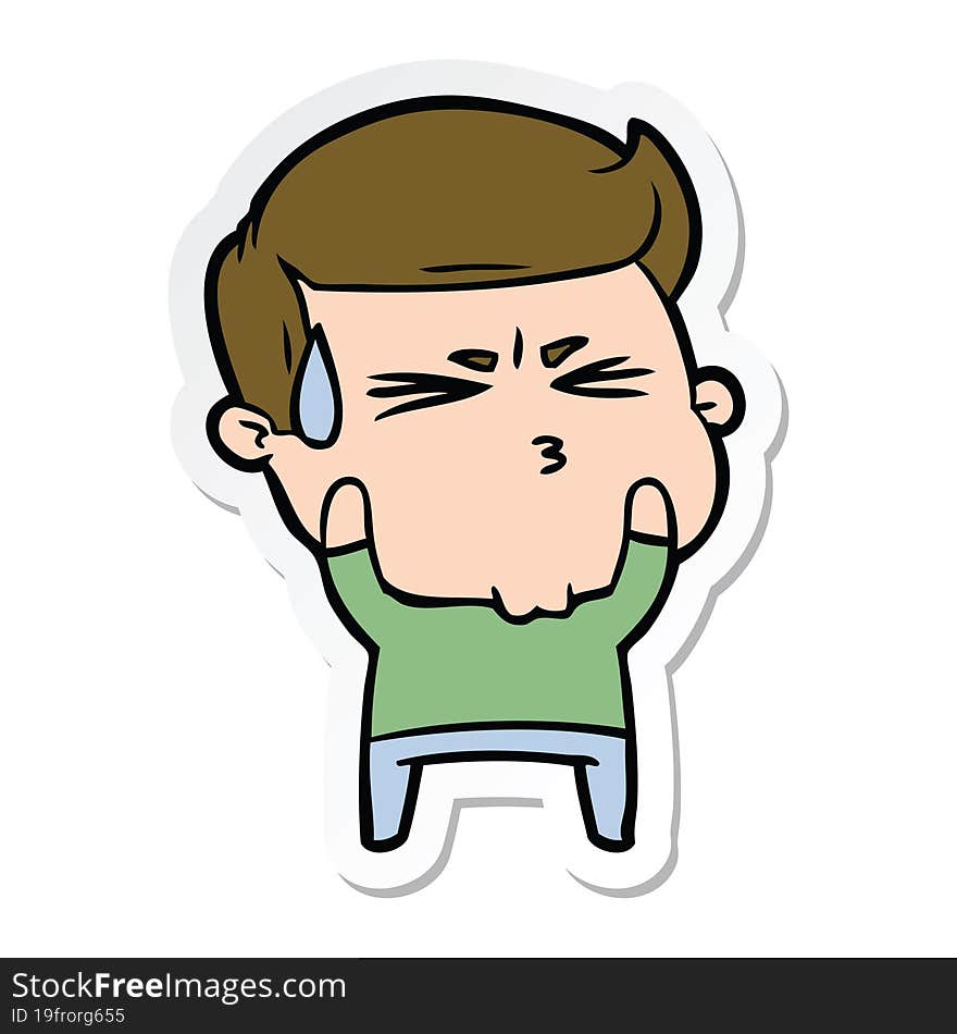 Sticker Of A Cartoon Frustrated Man