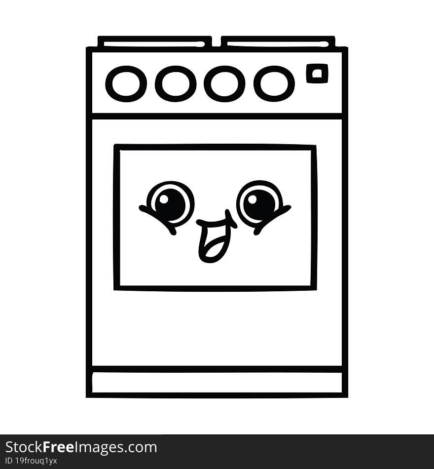 line drawing cartoon kitchen oven