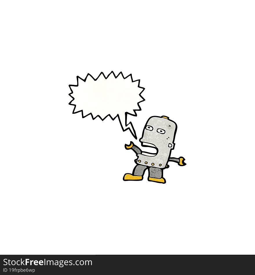 cartoon funny robot with speech bubble