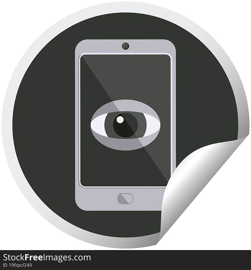 cell phone watching you graphic circular sticker