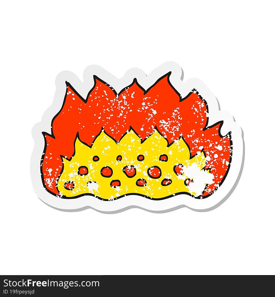 retro distressed sticker of a cartoon flames