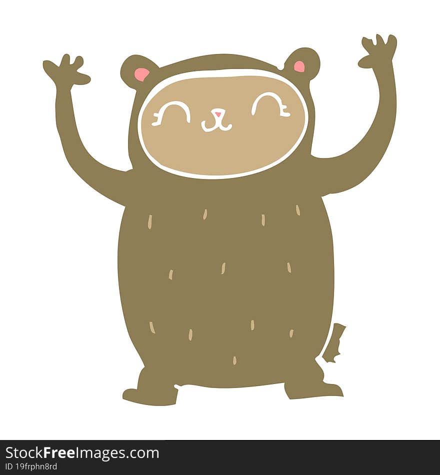 cute flat color style cartoon bear