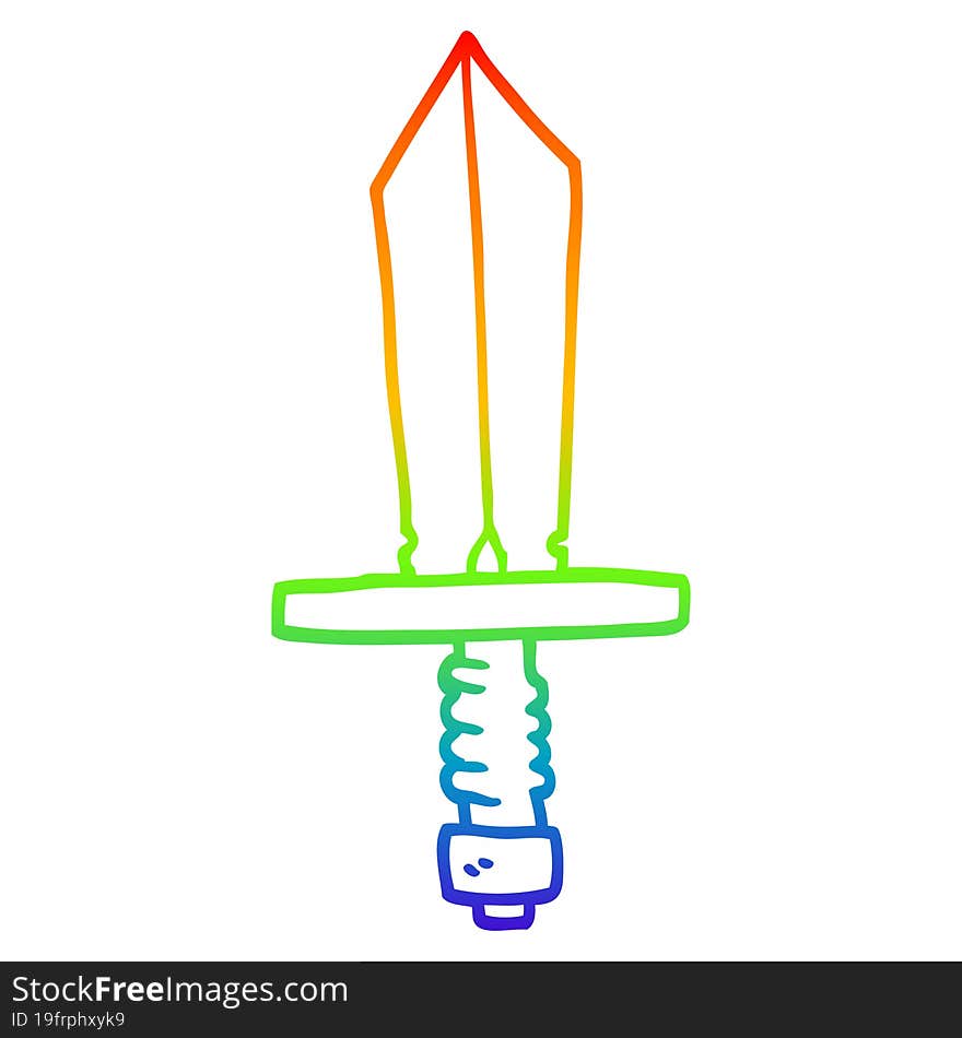 rainbow gradient line drawing cartoon dagger