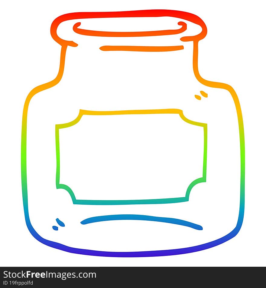 rainbow gradient line drawing of a cartoon empty jar