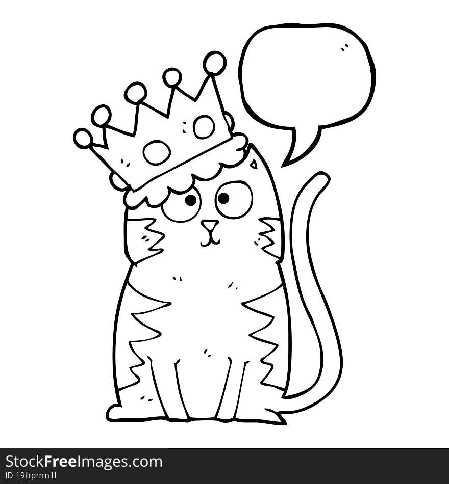 speech bubble cartoon cat with crown