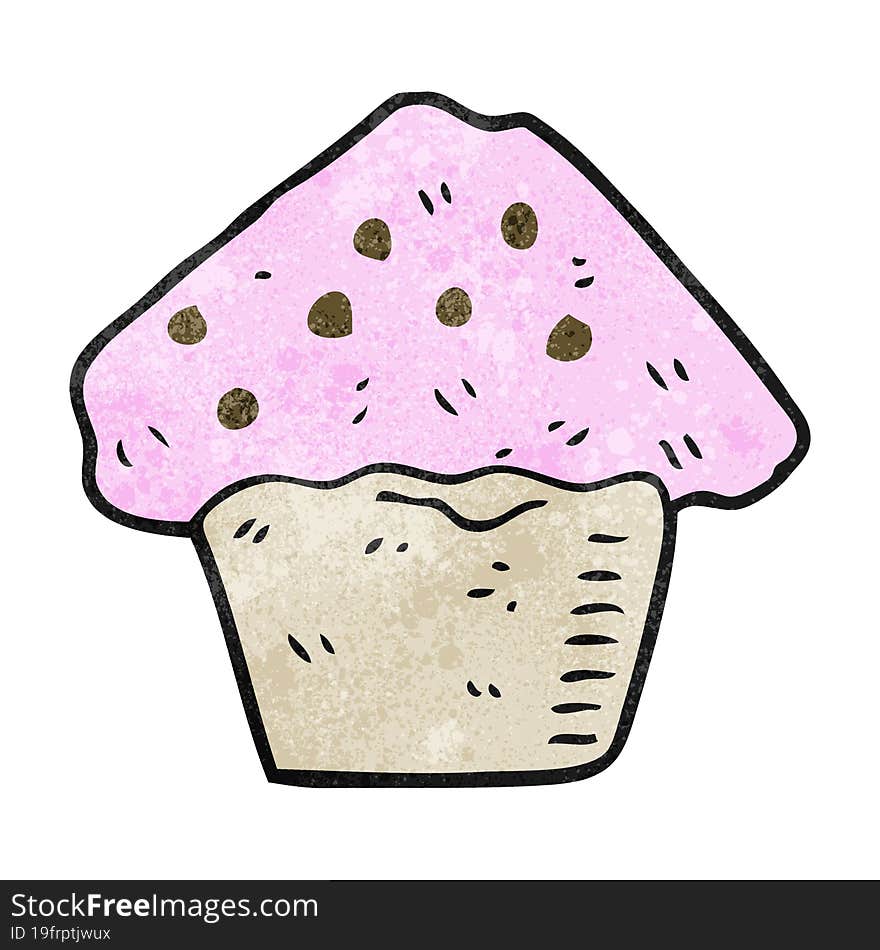 freehand textured cartoon strawberry muffin