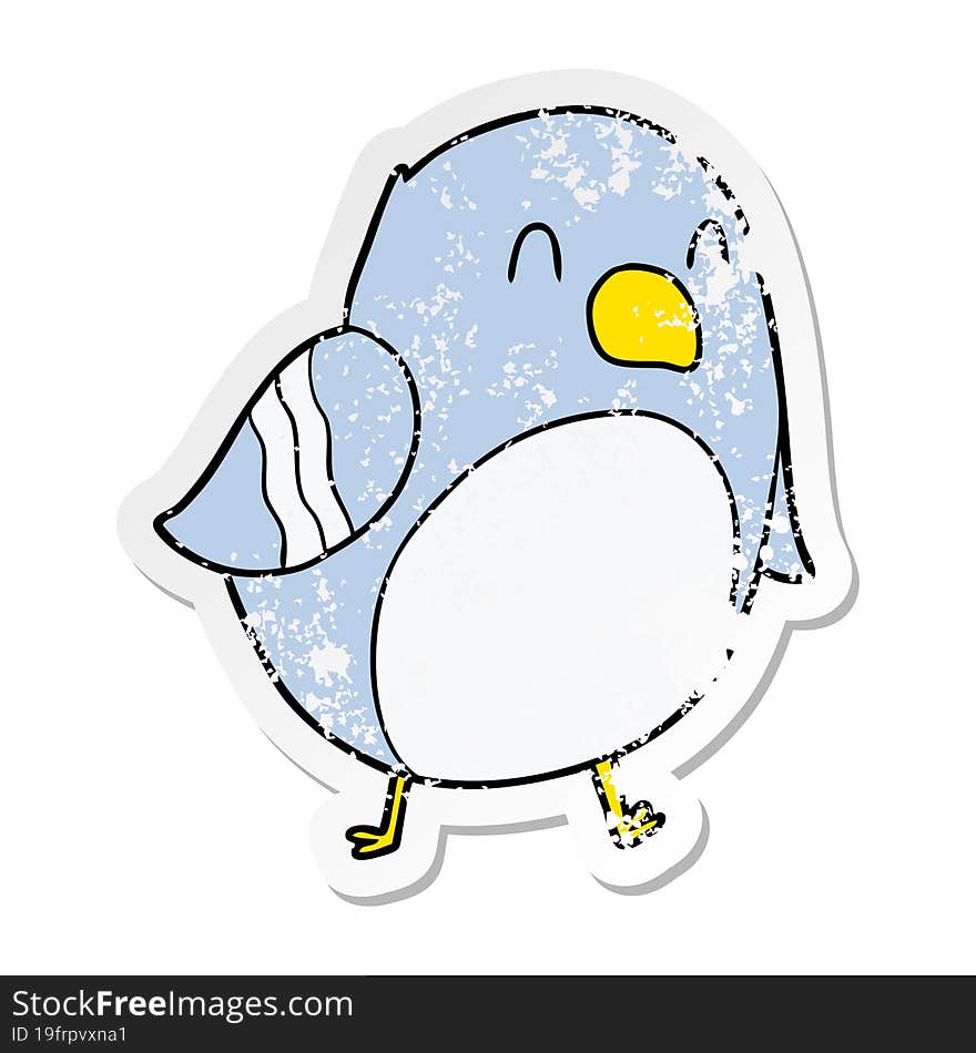 Distressed Sticker Of A Cartoon Bird