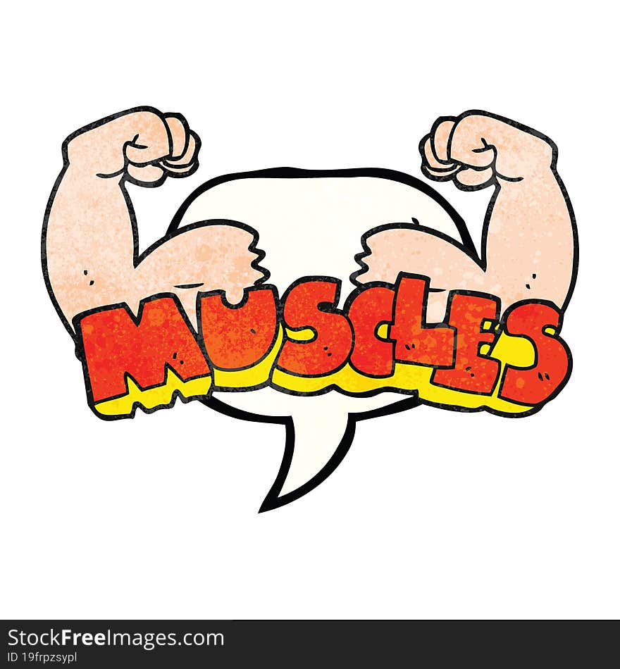 Speech Bubble Textured Cartoon Muscles Symbol