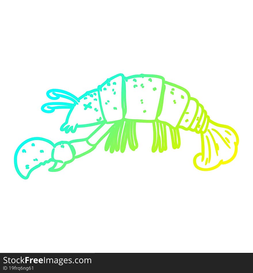 cold gradient line drawing cartoon lobster