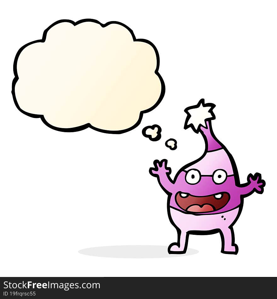 Cartoon Funny Creature With Thought Bubble