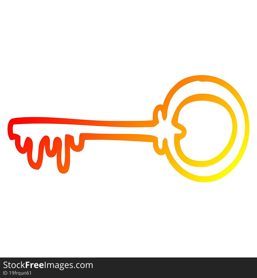 warm gradient line drawing cartoon old key