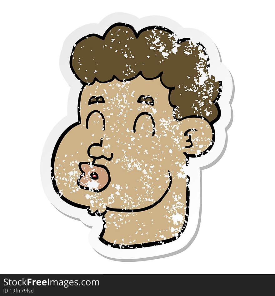 Distressed Sticker Of A Cartoon Male Face