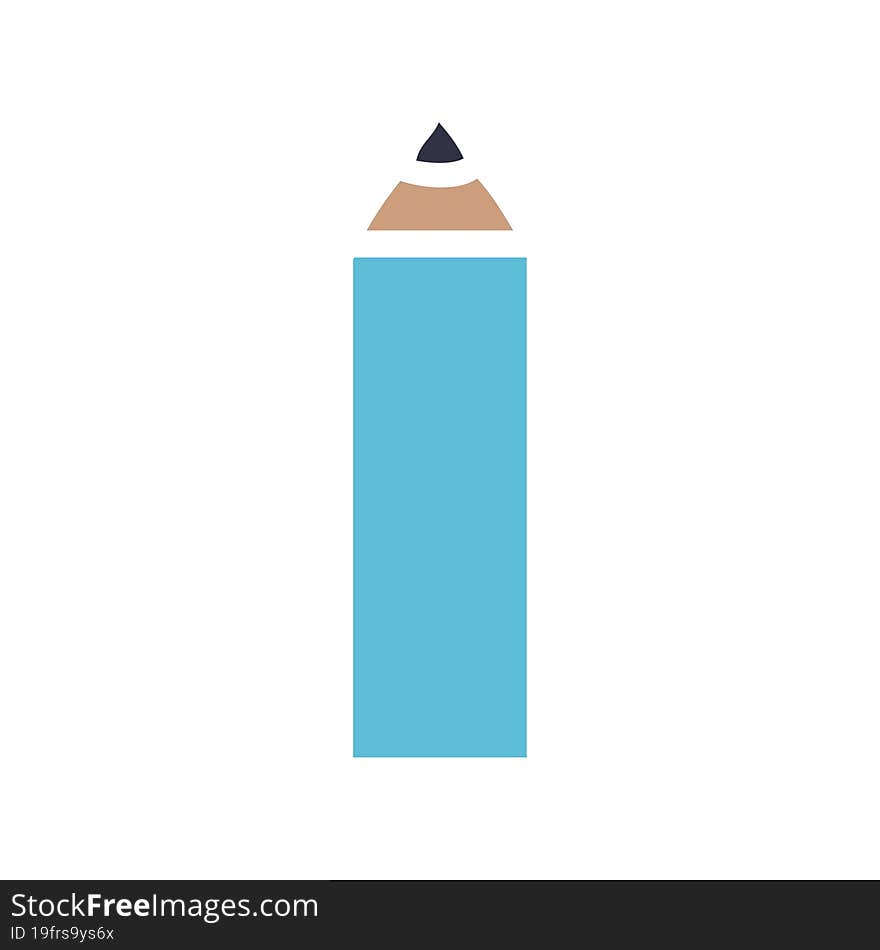 flat color retro cartoon blue pencil