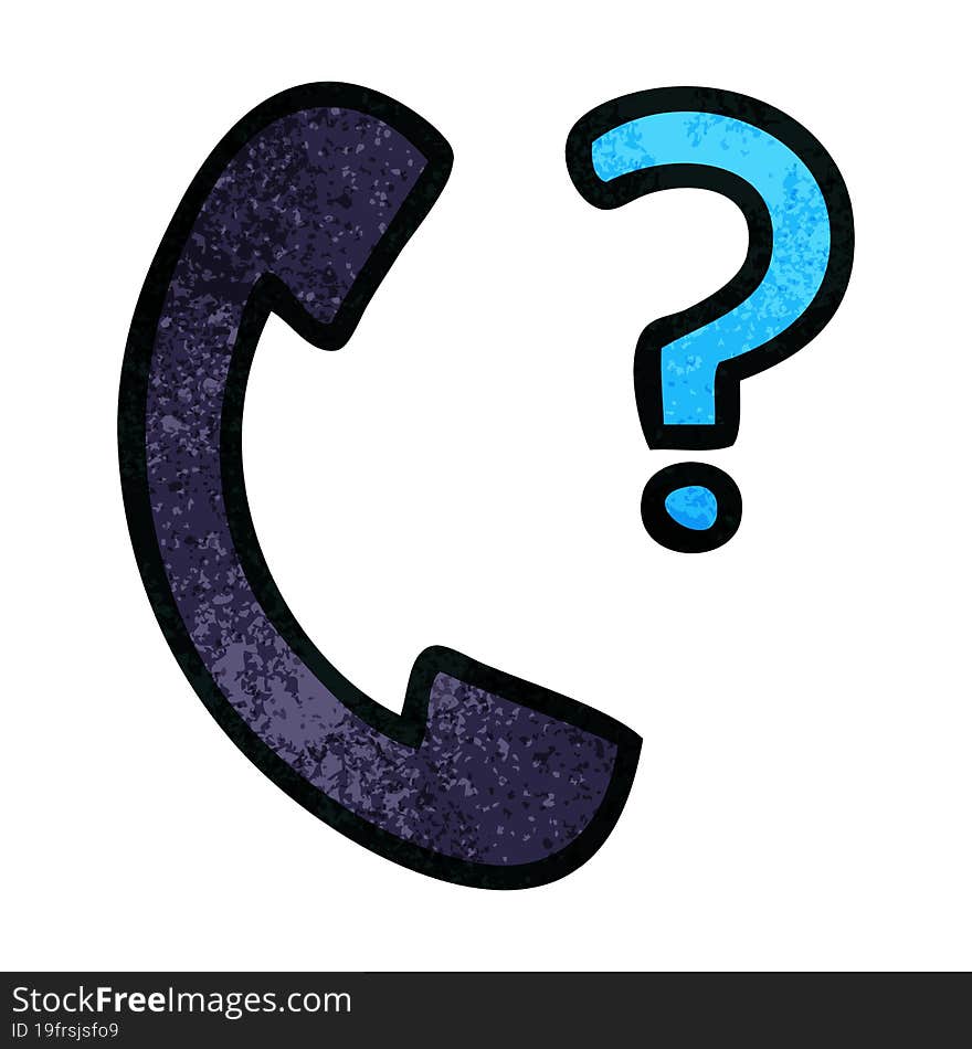 retro grunge texture cartoon telephone handset