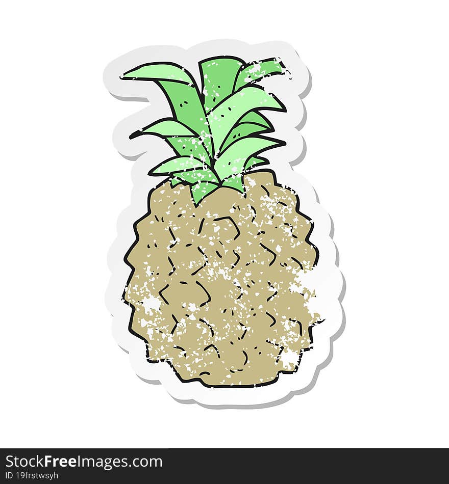 retro distressed sticker of a cartoon pineapple