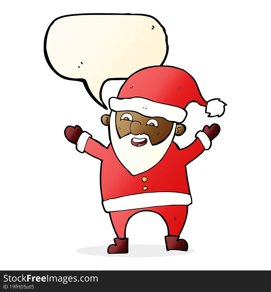 cartoon santa claus with speech bubble