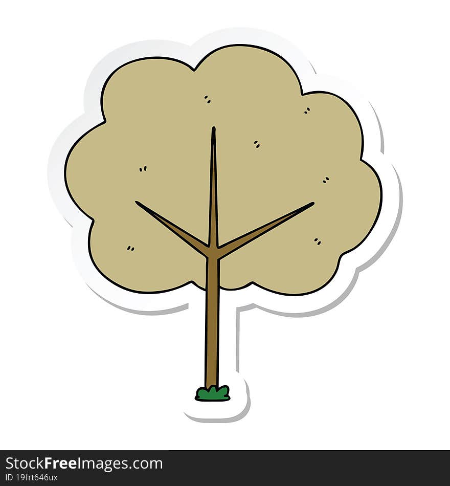 sticker of a quirky hand drawn cartoon tree