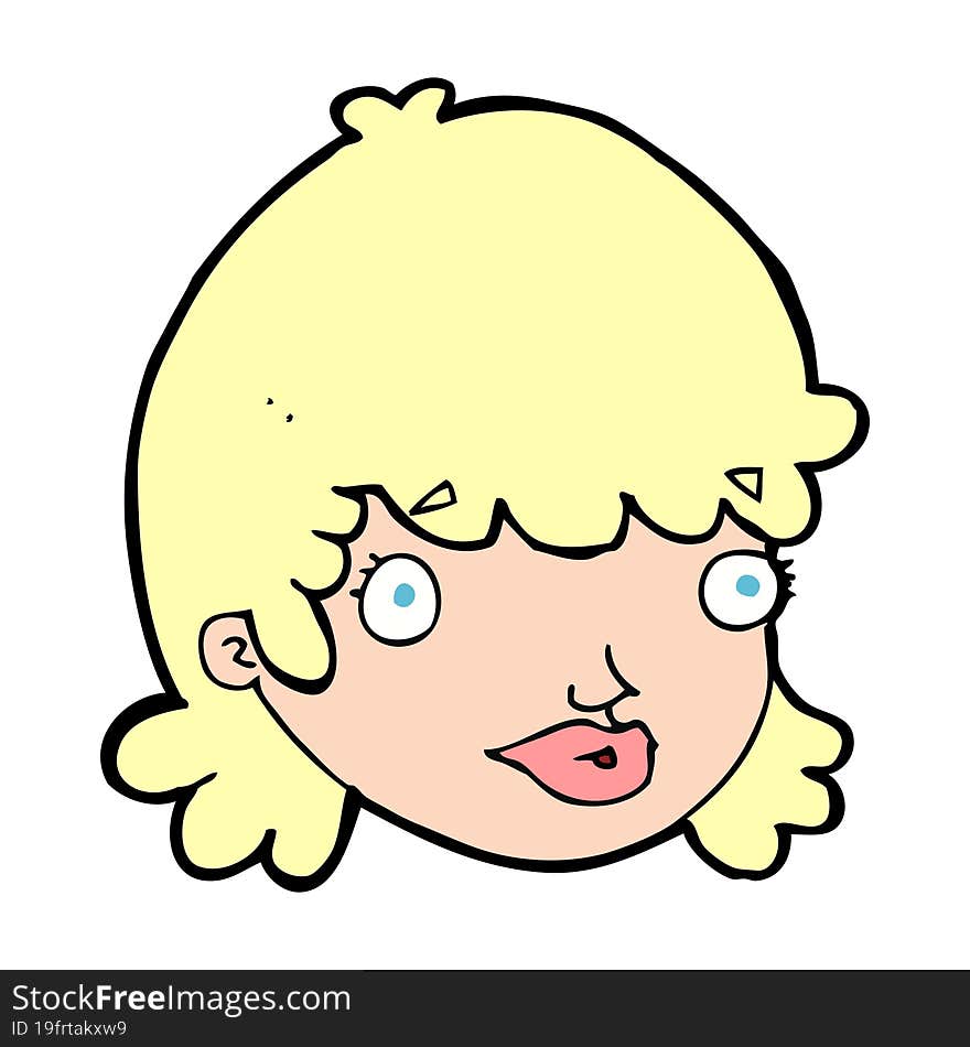 cartoon female face with surprised expression