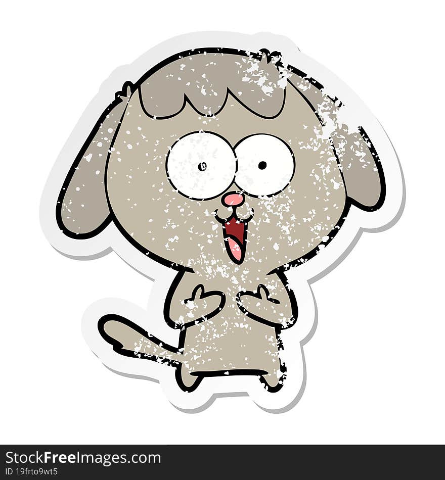 Distressed Sticker Of A Cute Cartoon Dog