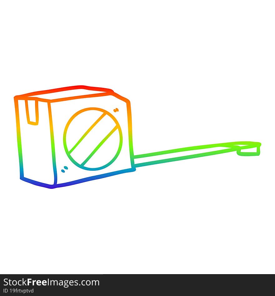 rainbow gradient line drawing cartoon tape measure