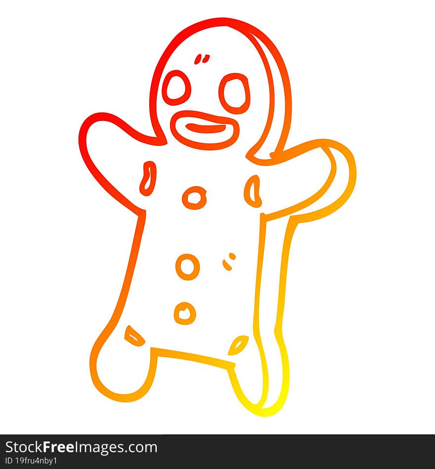 warm gradient line drawing cartoon gingerbread man