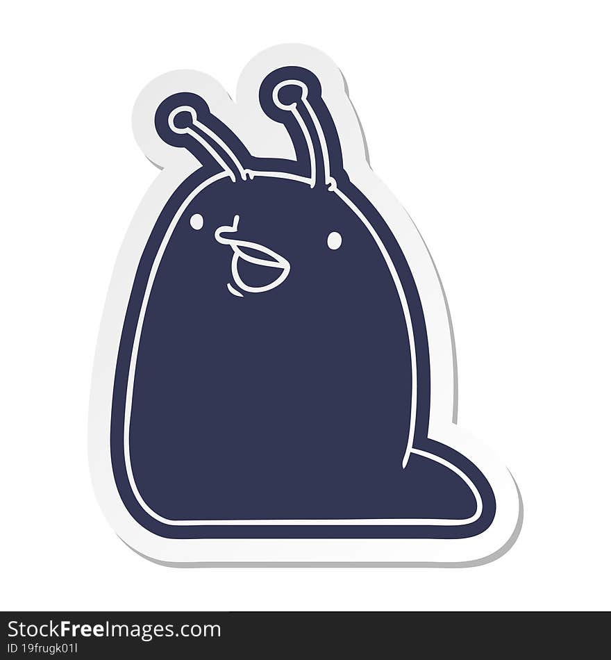 Cartoon Sticker Of A Cute Kawaii Slug