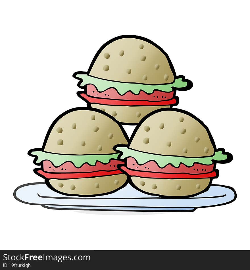 Cartoon Plate Of Burgers